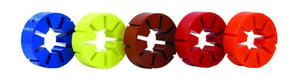 Color-coded Samiflex elastomeric coupling inserts in a range of torque ratings